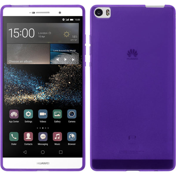 PhoneNatic Case kompatibel mit Huawei P8max - lila Silikon Hülle transparent + 2 Schutzfolien