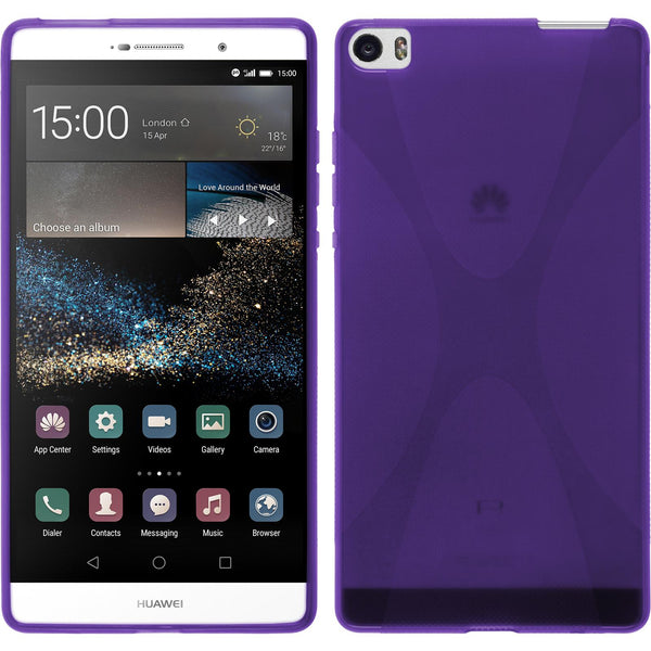 PhoneNatic Case kompatibel mit Huawei P8max - lila Silikon Hülle X-Style + 2 Schutzfolien