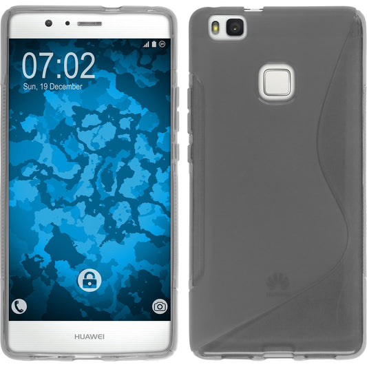 PhoneNatic Case kompatibel mit Huawei P9 Lite - grau Silikon Hülle S-Style + 2 Schutzfolien