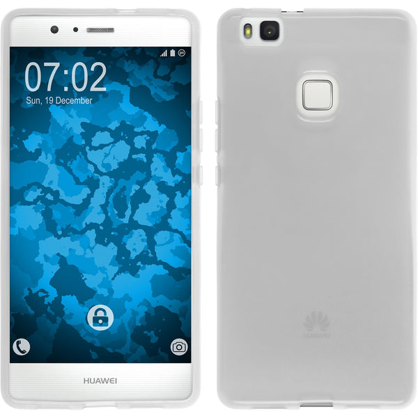 PhoneNatic Case kompatibel mit Huawei P9 Lite - weiﬂ Silikon Hülle transparent + 2 Schutzfolien