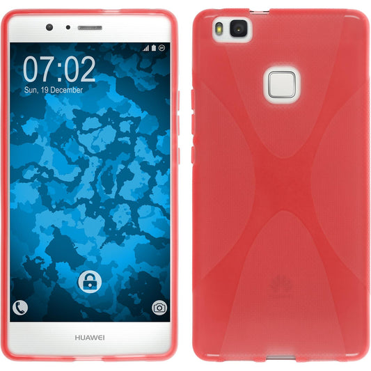 PhoneNatic Case kompatibel mit Huawei P9 Lite - rot Silikon Hülle X-Style + 2 Schutzfolien
