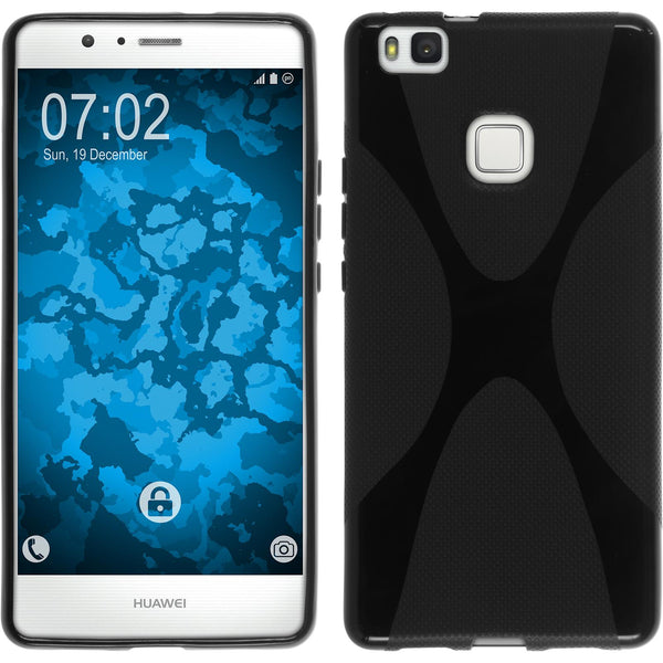 PhoneNatic Case kompatibel mit Huawei P9 Lite - schwarz Silikon Hülle X-Style + 2 Schutzfolien