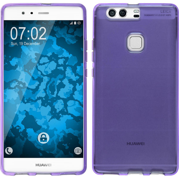 PhoneNatic Case kompatibel mit Huawei P9 Plus - lila Silikon Hülle transparent + 2 Schutzfolien
