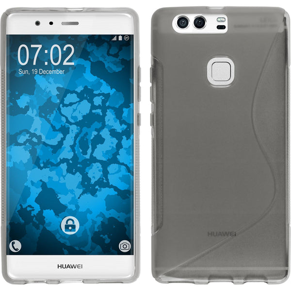 PhoneNatic Case kompatibel mit Huawei P9 Plus - grau Silikon Hülle S-Style + 2 Schutzfolien