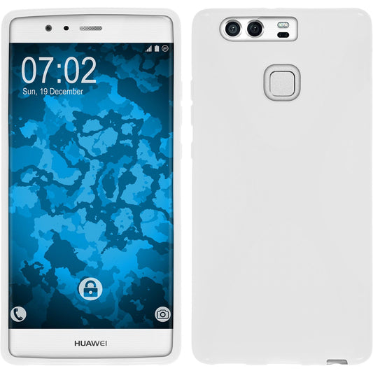 PhoneNatic Case kompatibel mit Huawei P9 - weiﬂ Silikon Hülle X-Style + 2 Schutzfolien