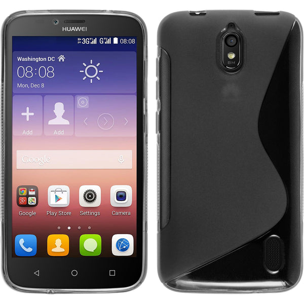 PhoneNatic Case kompatibel mit Huawei Y625 - clear Silikon Hülle S-Style + 2 Schutzfolien