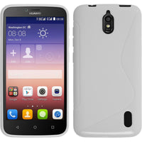 PhoneNatic Case kompatibel mit Huawei Y625 - weiﬂ Silikon Hülle S-Style + 2 Schutzfolien