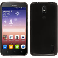 PhoneNatic Case kompatibel mit Huawei Y625 - schwarz Silikon Hülle transparent + 2 Schutzfolien