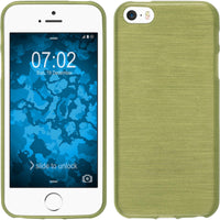 PhoneNatic Case kompatibel mit Apple iPhone SE 2016 (1.Gen) - pastellgrün Silikon Hülle brushed + 2 Schutzfolien