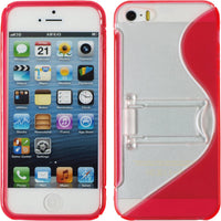 PhoneNatic Case kompatibel mit Apple iPhone 5 / 5s / SE - rot Silikon Hülle Aufstellbar + 2 Schutzfolien