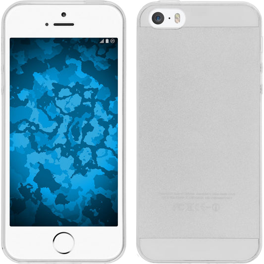 PhoneNatic Case kompatibel mit Apple iPhone SE 2016 (1.Gen) - clear Silikon Hülle Slimcase + 2 Schutzfolien