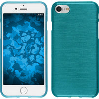 PhoneNatic Case kompatibel mit Apple iPhone 7 / 8 / SE 2020 - blau Silikon Hülle brushed + 2 Schutzfolien