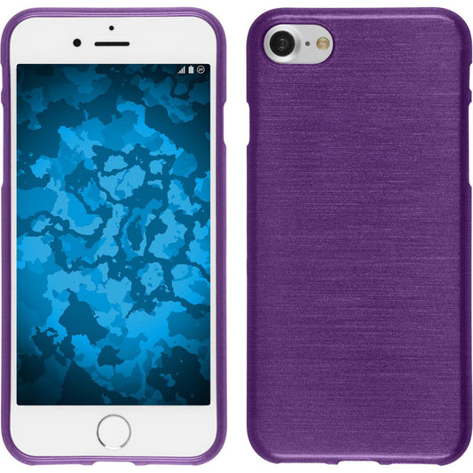 PhoneNatic Case kompatibel mit Apple iPhone 7 / 8 / SE 2020 - lila Silikon Hülle brushed + 2 Schutzfolien