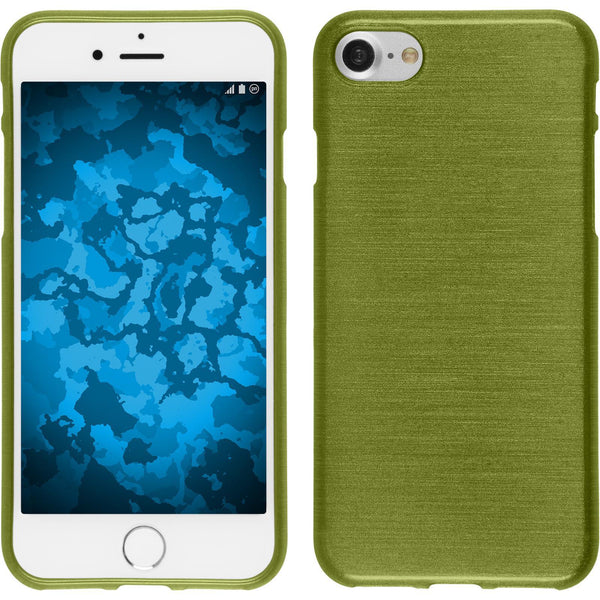 PhoneNatic Case kompatibel mit Apple iPhone 8 - pastellgrün Silikon Hülle brushed + 2 Schutzfolien