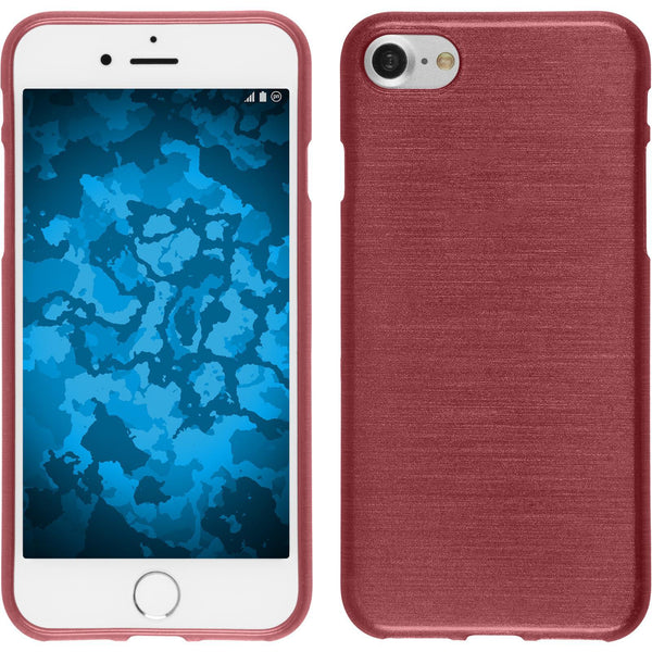 PhoneNatic Case kompatibel mit Apple iPhone 8 - rosa Silikon Hülle brushed + 2 Schutzfolien
