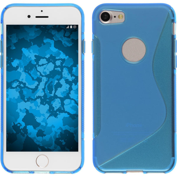 PhoneNatic Case kompatibel mit Apple iPhone 8 - blau Silikon Hülle S-Style + 2 Schutzfolien