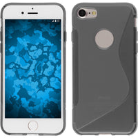 PhoneNatic Case kompatibel mit Apple iPhone 8 - grau Silikon Hülle S-Style + 2 Schutzfolien