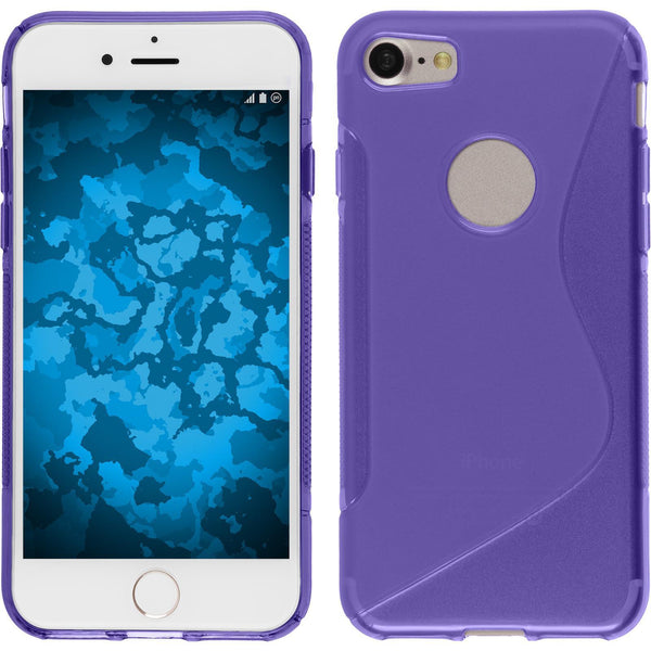 PhoneNatic Case kompatibel mit Apple iPhone 8 - lila Silikon Hülle S-Style + 2 Schutzfolien