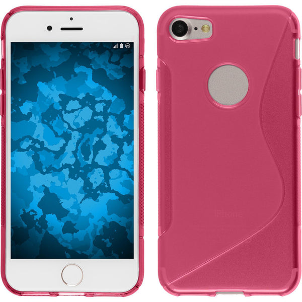PhoneNatic Case kompatibel mit Apple iPhone 8 - pink Silikon Hülle S-Style + 2 Schutzfolien