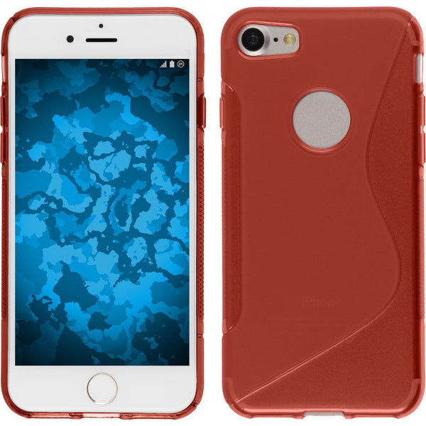 PhoneNatic Case kompatibel mit Apple iPhone 8 - rot Silikon Hülle S-Style + 2 Schutzfolien