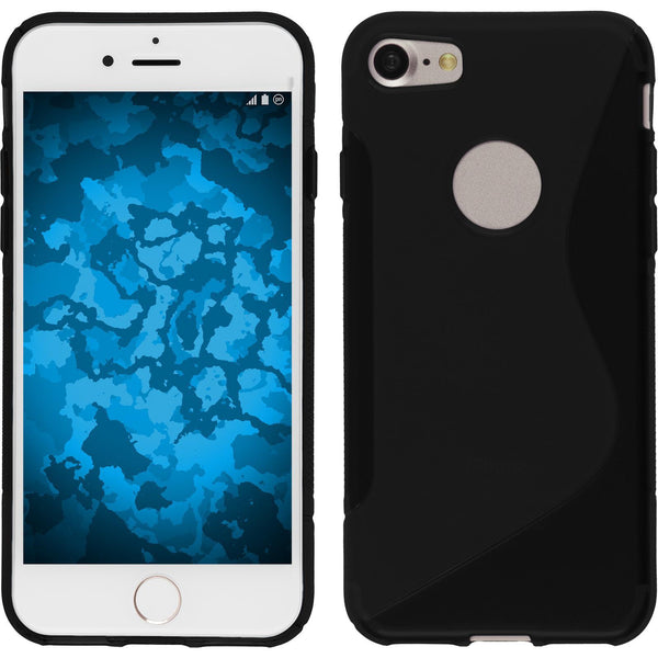 PhoneNatic Case kompatibel mit Apple iPhone 8 - schwarz Silikon Hülle S-Style + 2 Schutzfolien