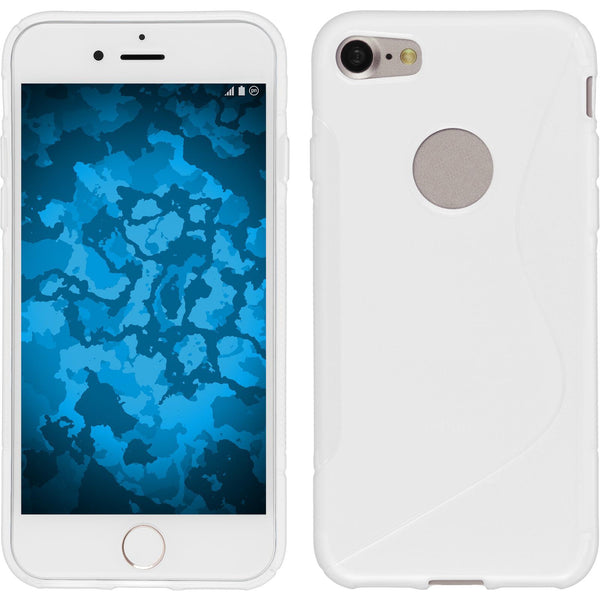 PhoneNatic Case kompatibel mit Apple iPhone 8 - weiß Silikon Hülle S-Style + 2 Schutzfolien