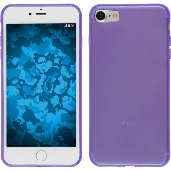 PhoneNatic Case kompatibel mit Apple iPhone 8 - lila Silikon Hülle transparent + 2 Schutzfolien