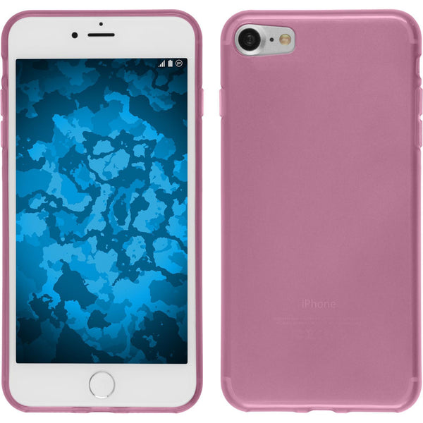 PhoneNatic Case kompatibel mit Apple iPhone 8 - rosa Silikon Hülle transparent + 2 Schutzfolien