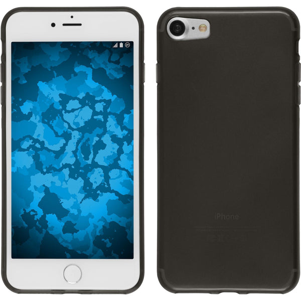 PhoneNatic Case kompatibel mit Apple iPhone 8 - schwarz Silikon Hülle transparent + 2 Schutzfolien