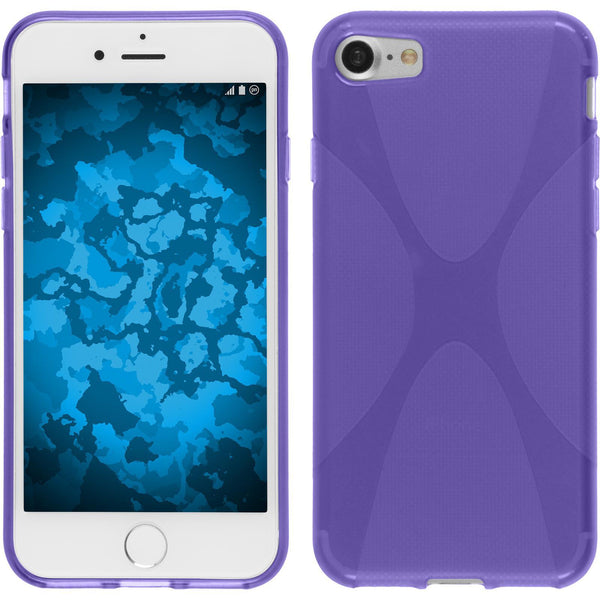 PhoneNatic Case kompatibel mit Apple iPhone 8 - lila Silikon Hülle X-Style + 2 Schutzfolien