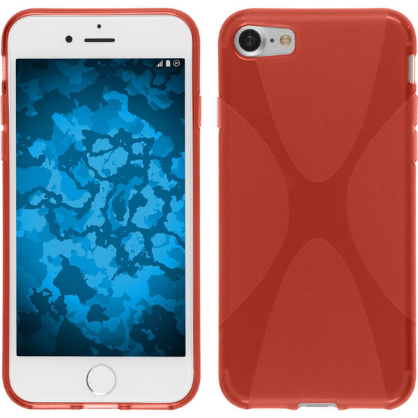 PhoneNatic Case kompatibel mit Apple iPhone 8 - rot Silikon Hülle X-Style + 2 Schutzfolien