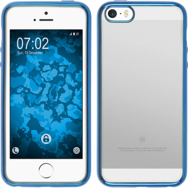 PhoneNatic Case kompatibel mit Apple iPhone SE 2016 (1.Gen) - blau Silikon Hülle Slim Fit + 2 Schutzfolien