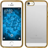 PhoneNatic Case kompatibel mit Apple iPhone SE 2016 (1.Gen) - gold Silikon Hülle Slim Fit + 2 Schutzfolien