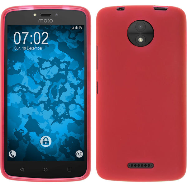 PhoneNatic Case kompatibel mit Lenovo Moto C - rot Silikon Hülle matt + 2 Schutzfolien