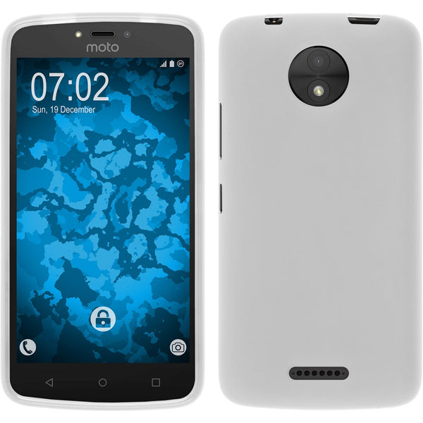 PhoneNatic Case kompatibel mit Lenovo Moto C - weiﬂ Silikon Hülle matt + 2 Schutzfolien