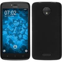 PhoneNatic Case kompatibel mit Lenovo Moto C Plus - schwarz Silikon Hülle matt + 2 Schutzfolien