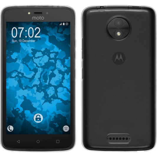 PhoneNatic Case kompatibel mit Lenovo Moto C - Crystal Clear Silikon Hülle transparent + 2 Schutzfolien