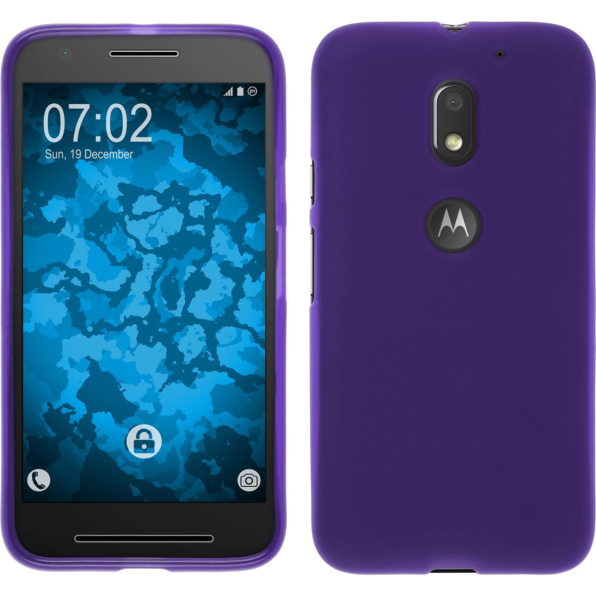 PhoneNatic Case kompatibel mit Lenovo Moto E3 - lila Silikon Hülle matt + 2 Schutzfolien