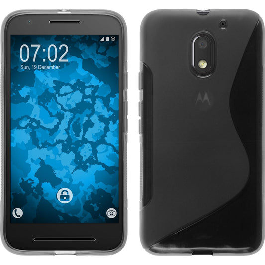 PhoneNatic Case kompatibel mit Lenovo Moto E3 - grau Silikon Hülle S-Style + 2 Schutzfolien