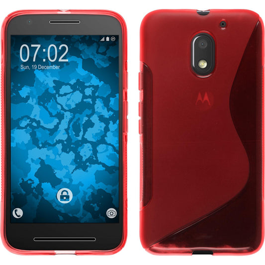 PhoneNatic Case kompatibel mit Lenovo Moto E3 - rot Silikon Hülle S-Style + 2 Schutzfolien