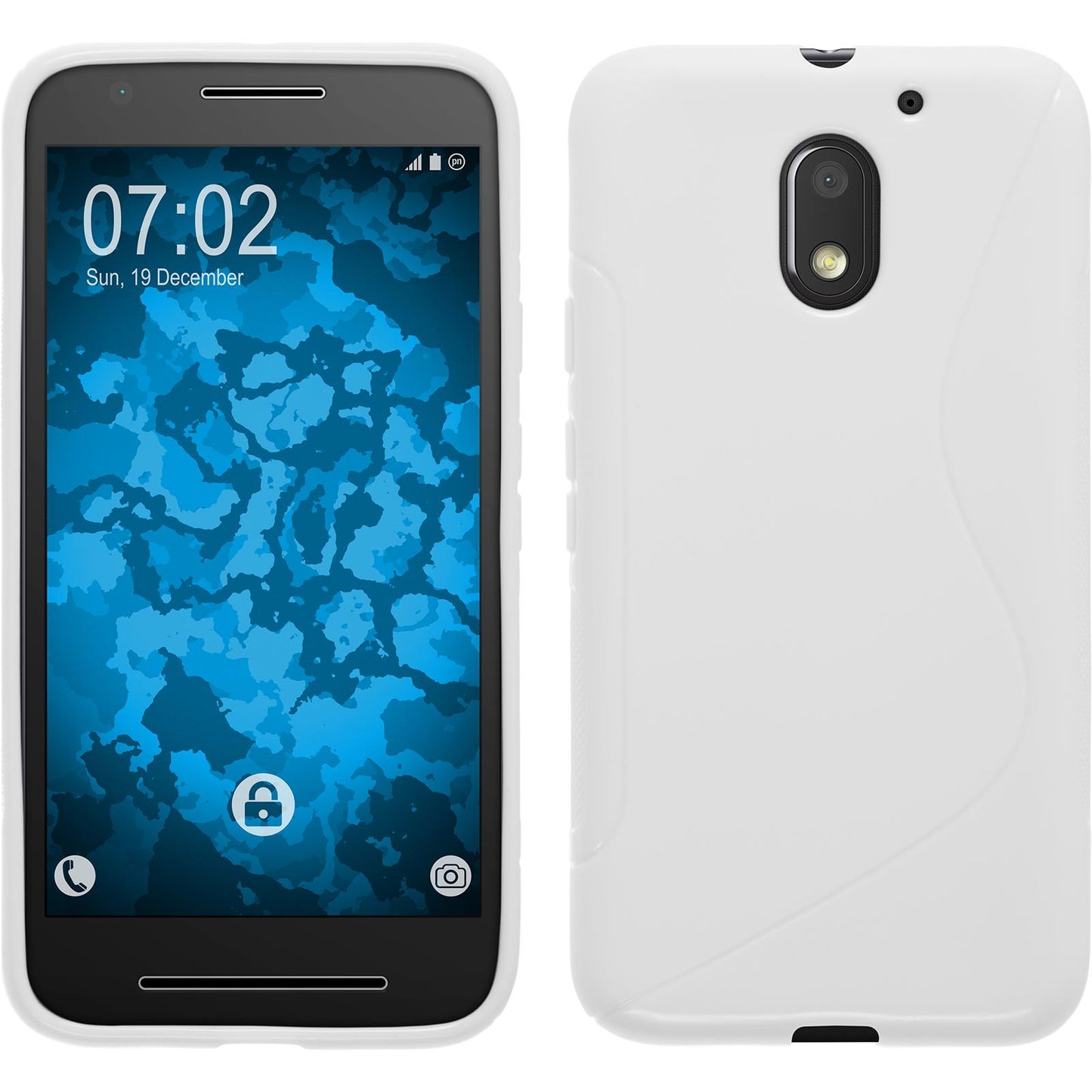 PhoneNatic Case kompatibel mit Lenovo Moto E3 - weiﬂ Silikon Hülle S-Style + 2 Schutzfolien