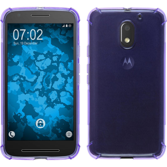 PhoneNatic Case kompatibel mit Lenovo Moto E3 - lila Silikon Hülle ShockProof + 2 Schutzfolien