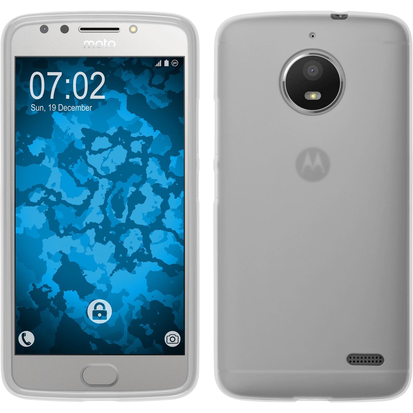 PhoneNatic Case kompatibel mit Lenovo Moto E4 (EU Version) - weiﬂ Silikon Hülle matt + 2 Schutzfolien