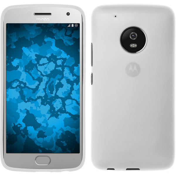 PhoneNatic Case kompatibel mit Lenovo Moto G5 Plus - weiß Silikon Hülle matt + 2 Schutzfolien