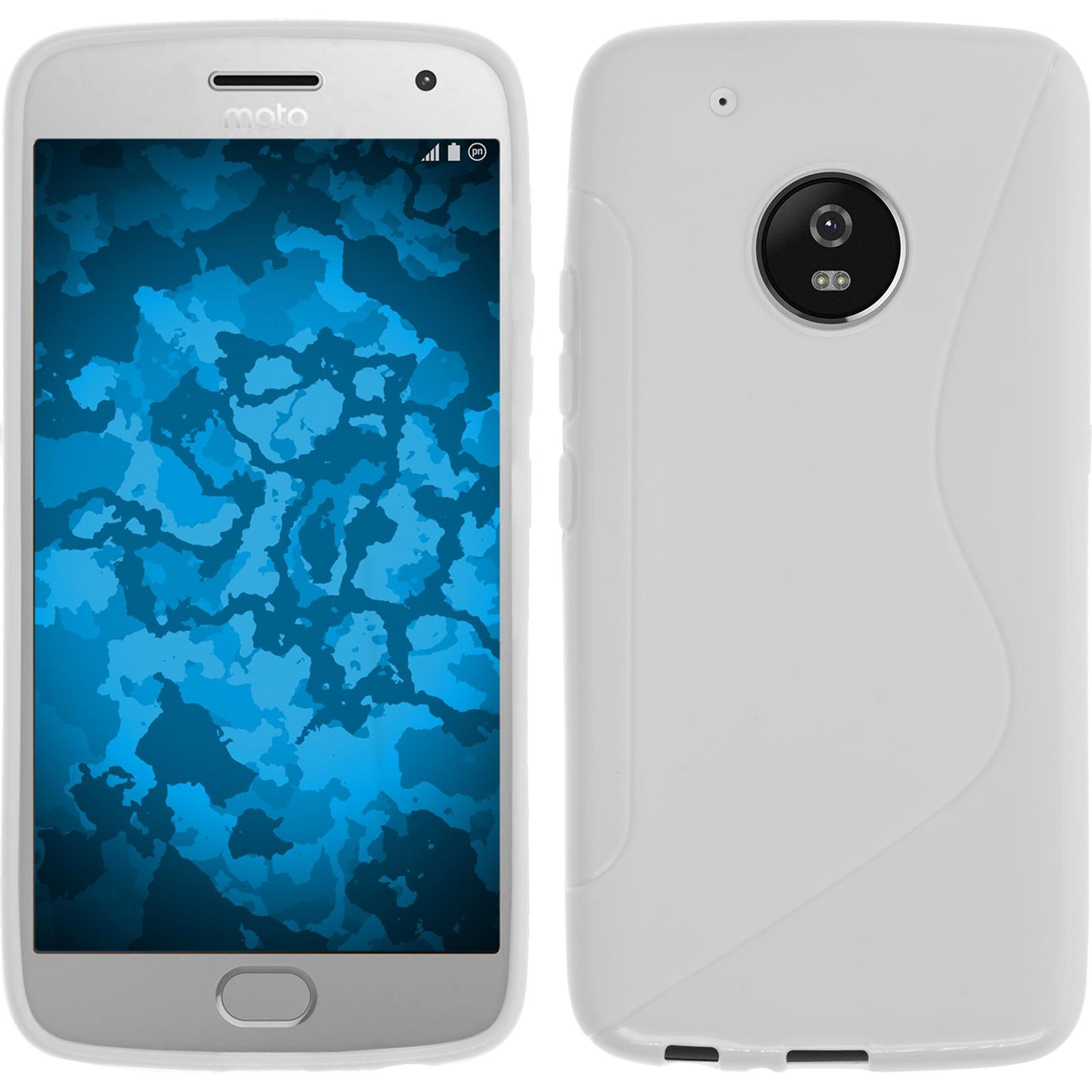 PhoneNatic Case kompatibel mit Lenovo Moto G5 Plus - weiß Silikon Hülle S-Style + 2 Schutzfolien