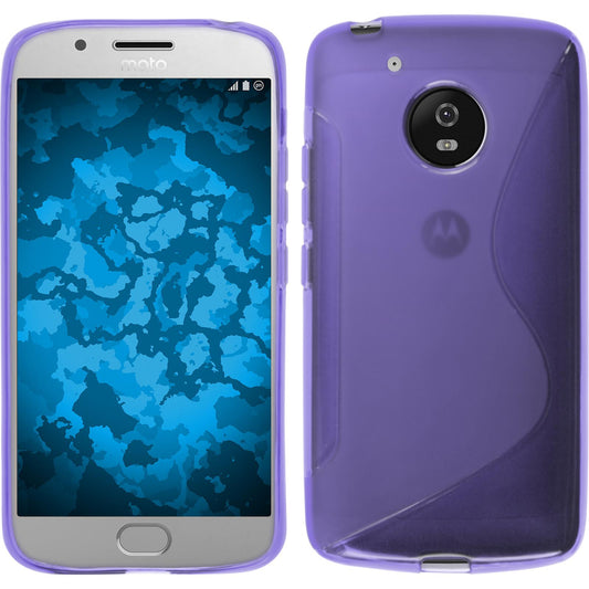 PhoneNatic Case kompatibel mit Lenovo Moto G5 - lila Silikon Hülle S-Style + 2 Schutzfolien