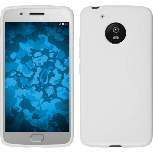 PhoneNatic Case kompatibel mit Lenovo Moto G5 - weiß Silikon Hülle S-Style + 2 Schutzfolien