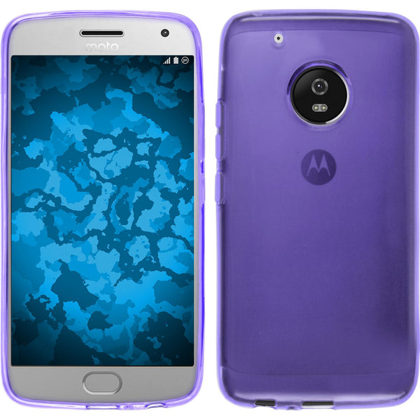 PhoneNatic Case kompatibel mit Lenovo Moto G5 - lila Silikon Hülle transparent + 2 Schutzfolien