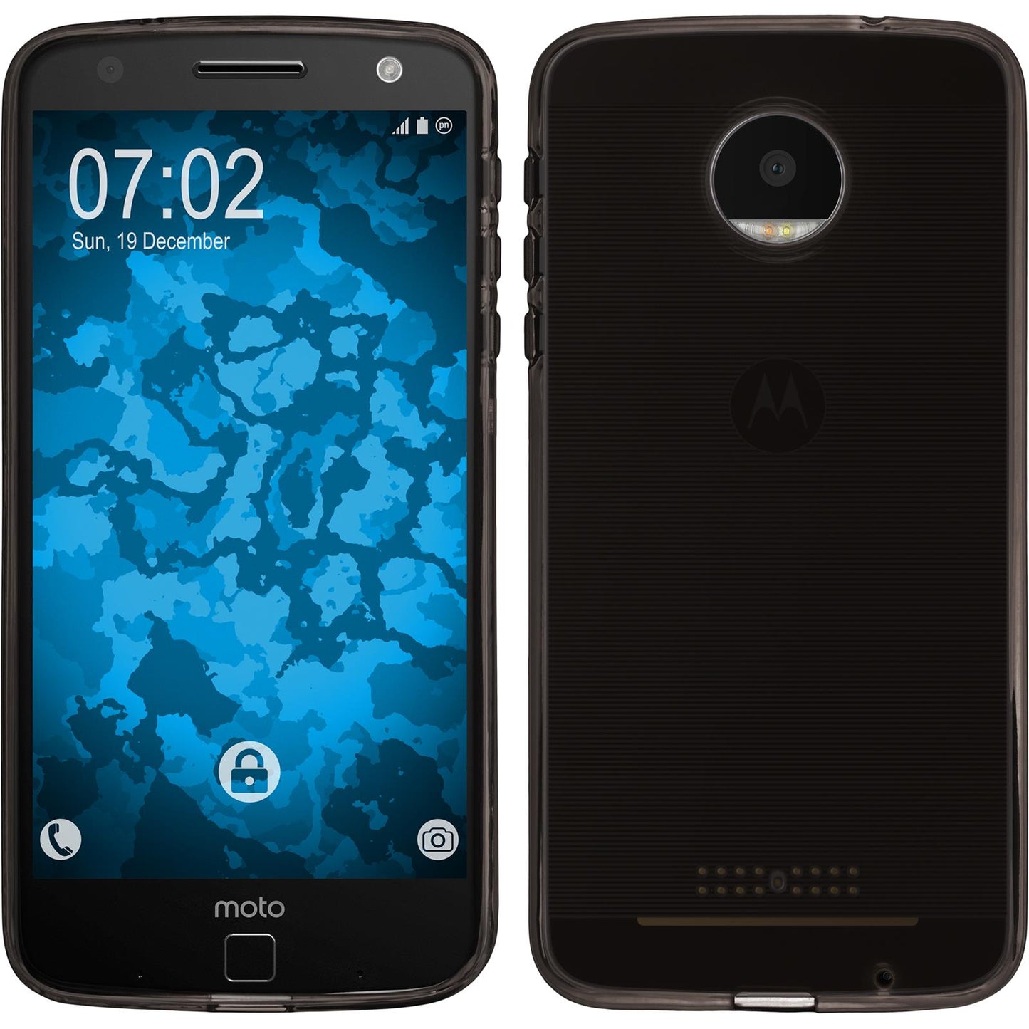 PhoneNatic Case kompatibel mit Lenovo Moto Z Force - grau Silikon Hülle transparent + 2 Schutzfolien