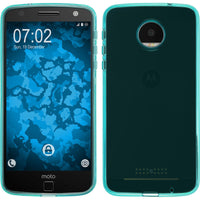 PhoneNatic Case kompatibel mit Lenovo Moto Z Force - türkis Silikon Hülle transparent + 2 Schutzfolien